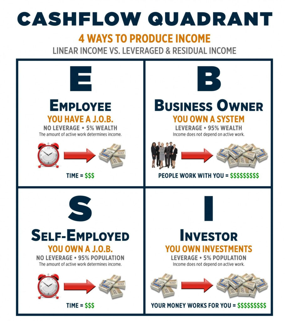 4 quadrant graph robert kiyosaki cashflow quadrant